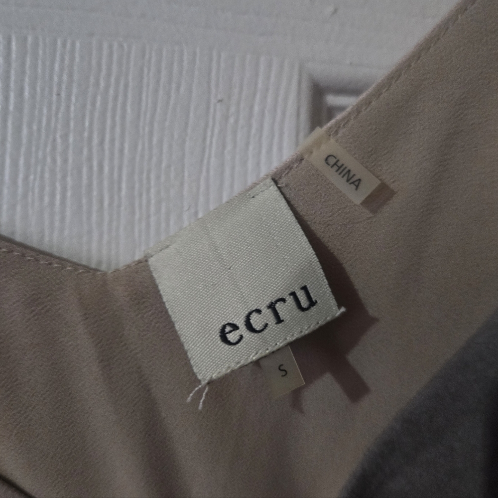 Ecru Lab Colorblock Suede Spaghetti Strap Cami Top in Neutral Tones - Size S - Picture 3 of 4